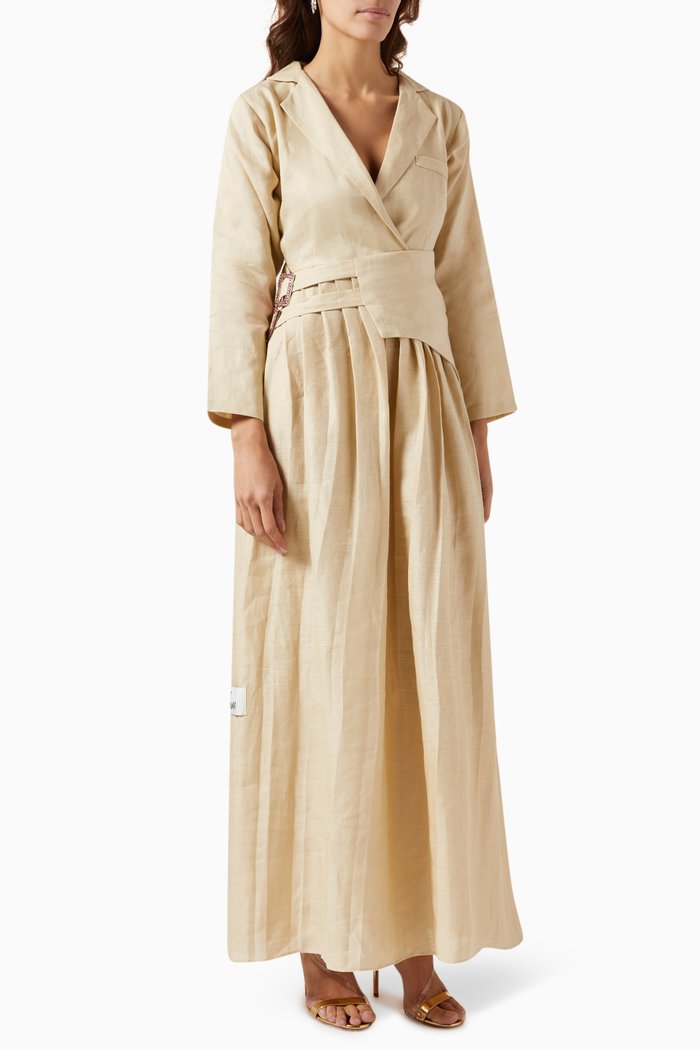 

Belted Dress in Linen, Neutral