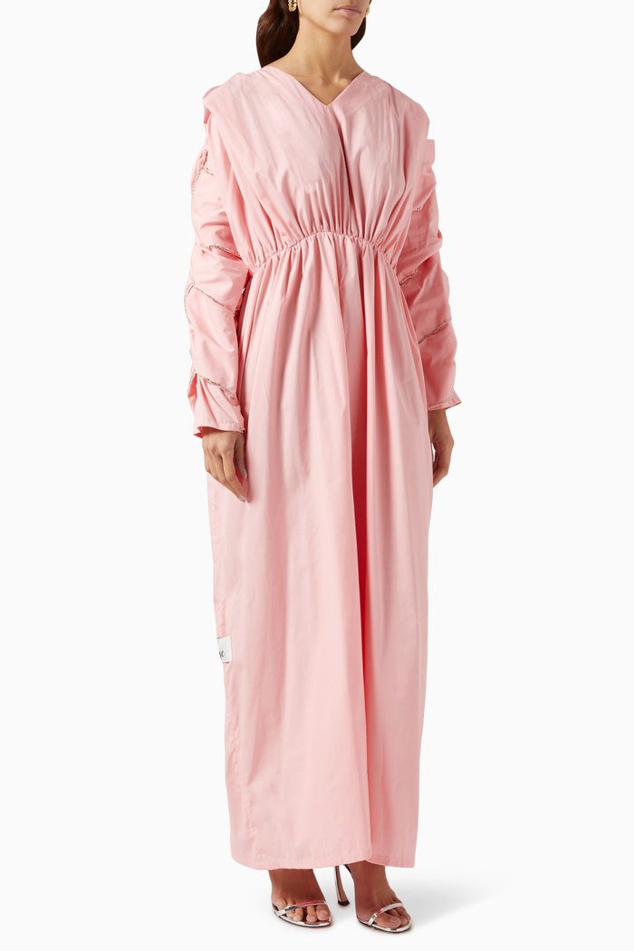 

Braided Sleeve Jumpsuit in Cotton, Pink
