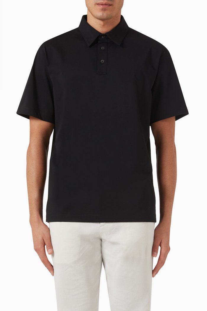 

Ronan Polo Shirt in Cotton-blend Knit, Black