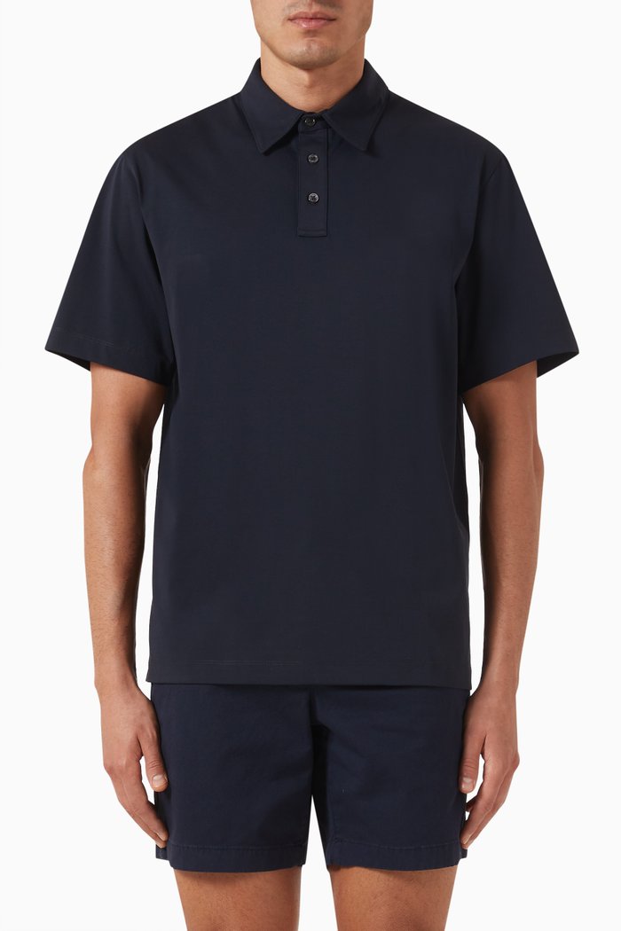 

Ronan Polo Shirt in Cotton-blend Knit, Blue