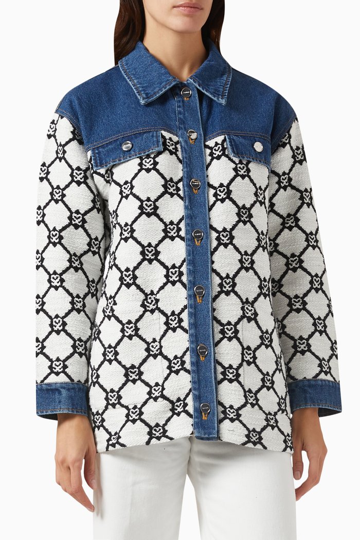 

Messine Coatigan in Denim & Jacquard Knit, Multicolour