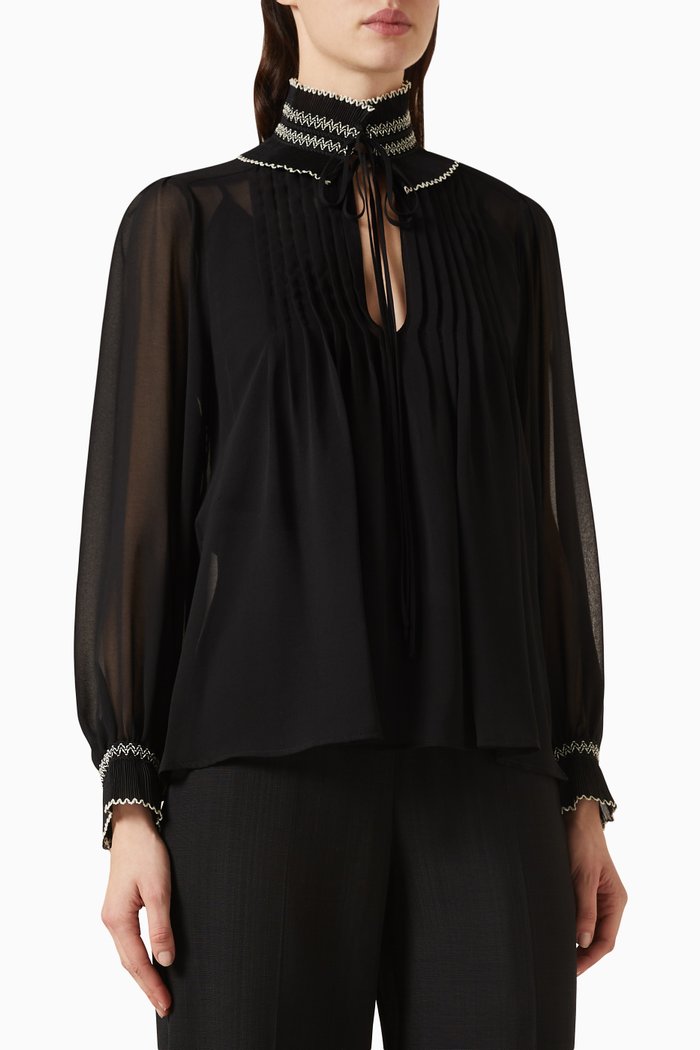 Jacinthe Blouse in Chiffon, Black