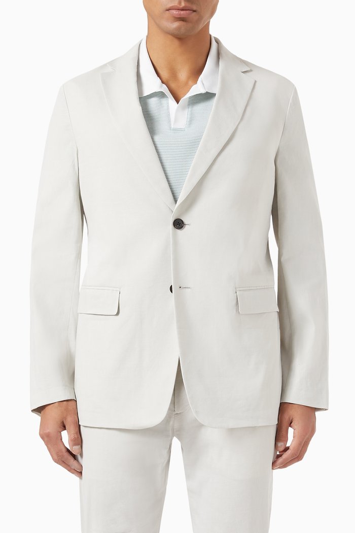 

Clinton Unstructured Suit Jacket in Stretch Linen, Neutral
