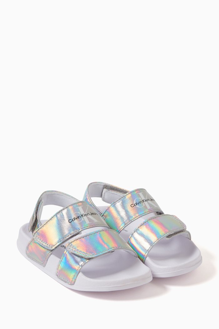 

Logo Velcro Sandals, Silver