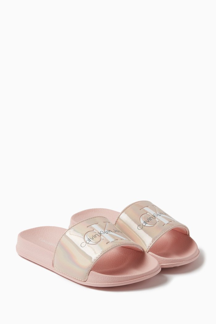 

Logo Print Pool Slides, Pink