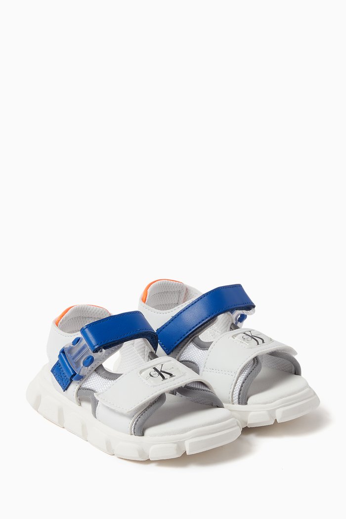 

Logo Velcro Sandals, White