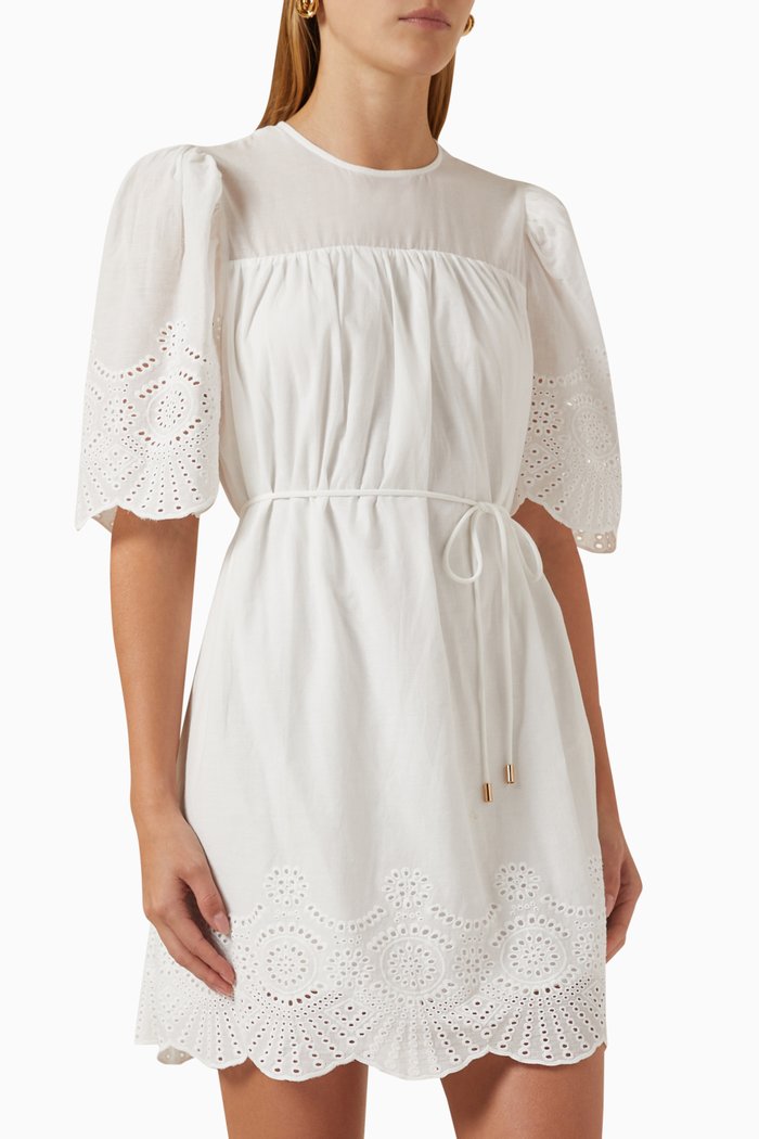 

Starling Mini Dress in Cotton Blend, White