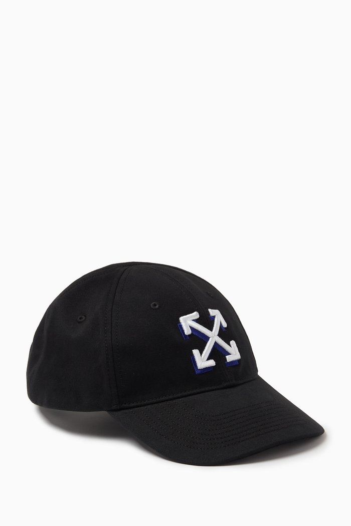 

Double Arrows Baseball Cap in Cotton Gabardine, Black