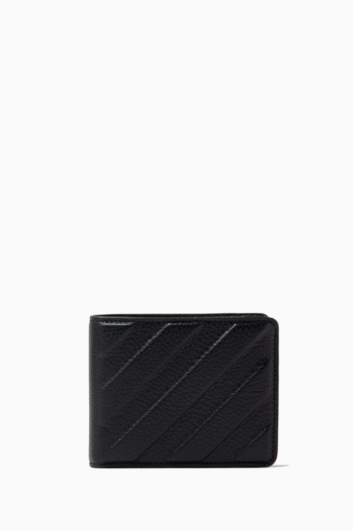 

Binder Diagonal Bi-fold Wallet in Leather, Black