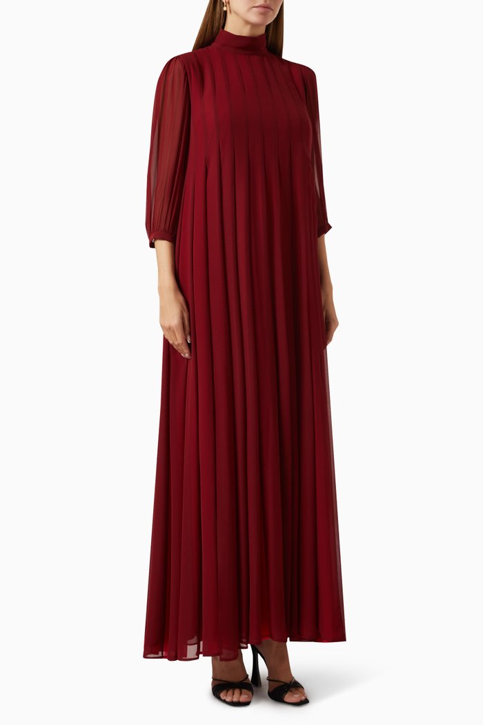 Queens Dress in Crepe & Chiffon, Red