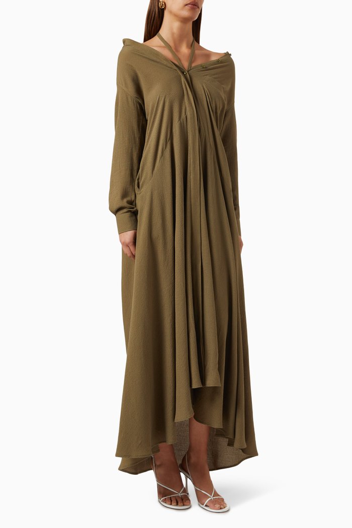 

Tie Shirt Dress in Knit, Green