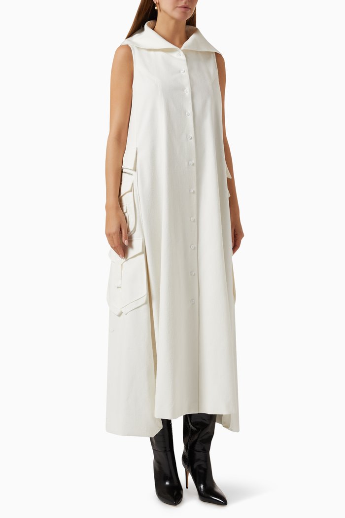 

Ultility Dress in Cotton, White