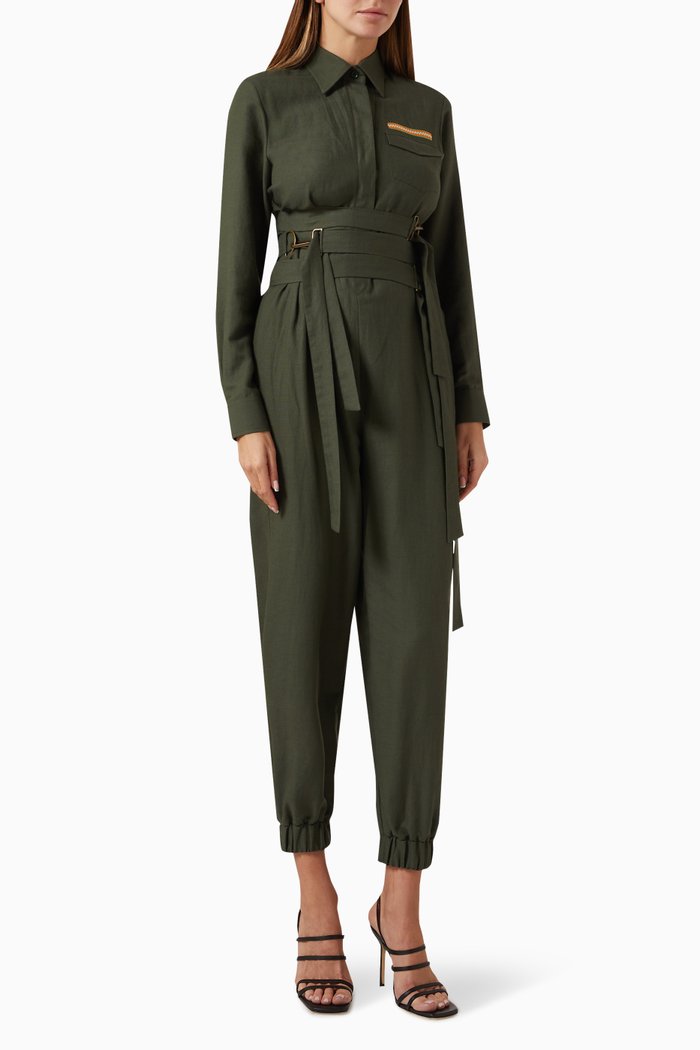 Jumpsuit in Cotton Blend, Green