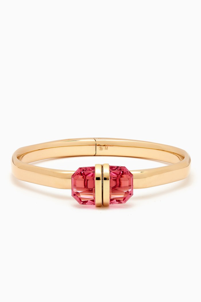 

Lucent Crystal Bangle in Gold-plated Metal, Pink