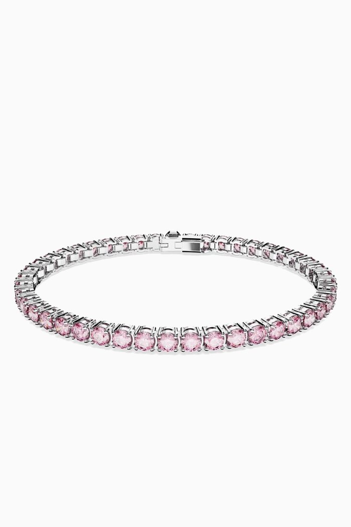 

Matrix Tennis Bracelet in Rhodium-plated Metal, Pink