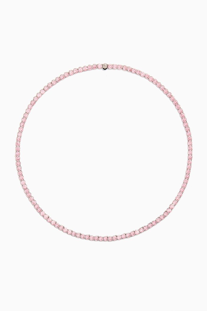 

Matrix Tennis Necklace in Rhodium-plated Metal, Pink