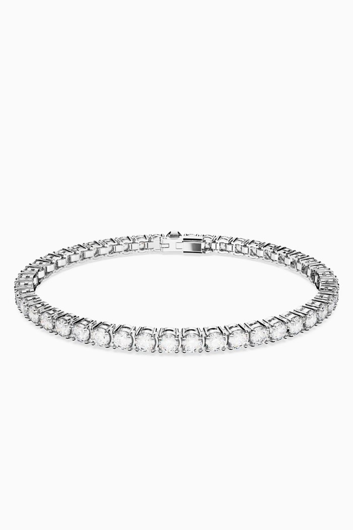 Matrix Tennis Bracelet in Rhodium-plated Metal, Silver