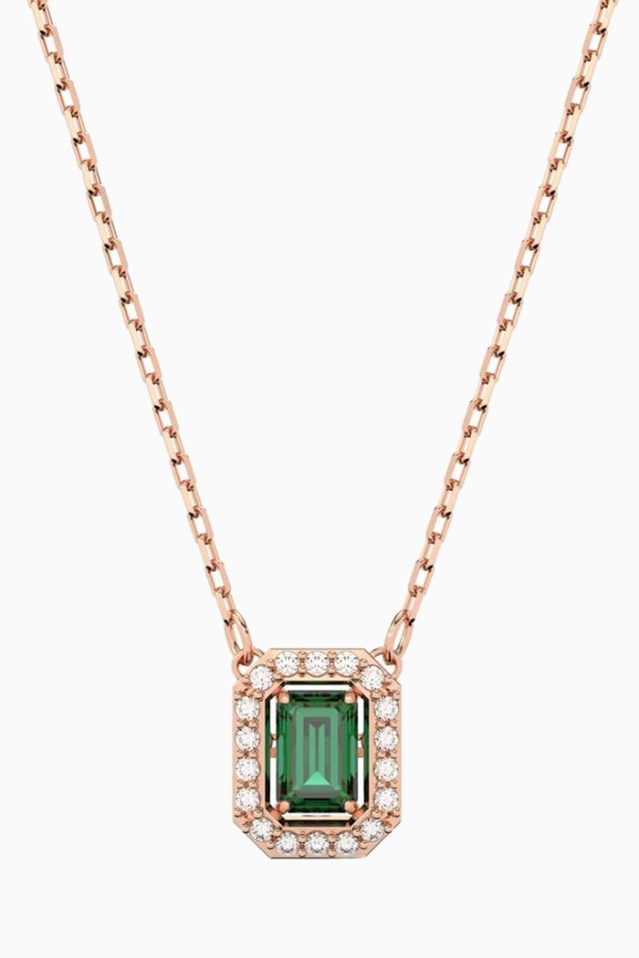 

Millenia Crystal Necklace in Rose Gold-plated Metal, Green