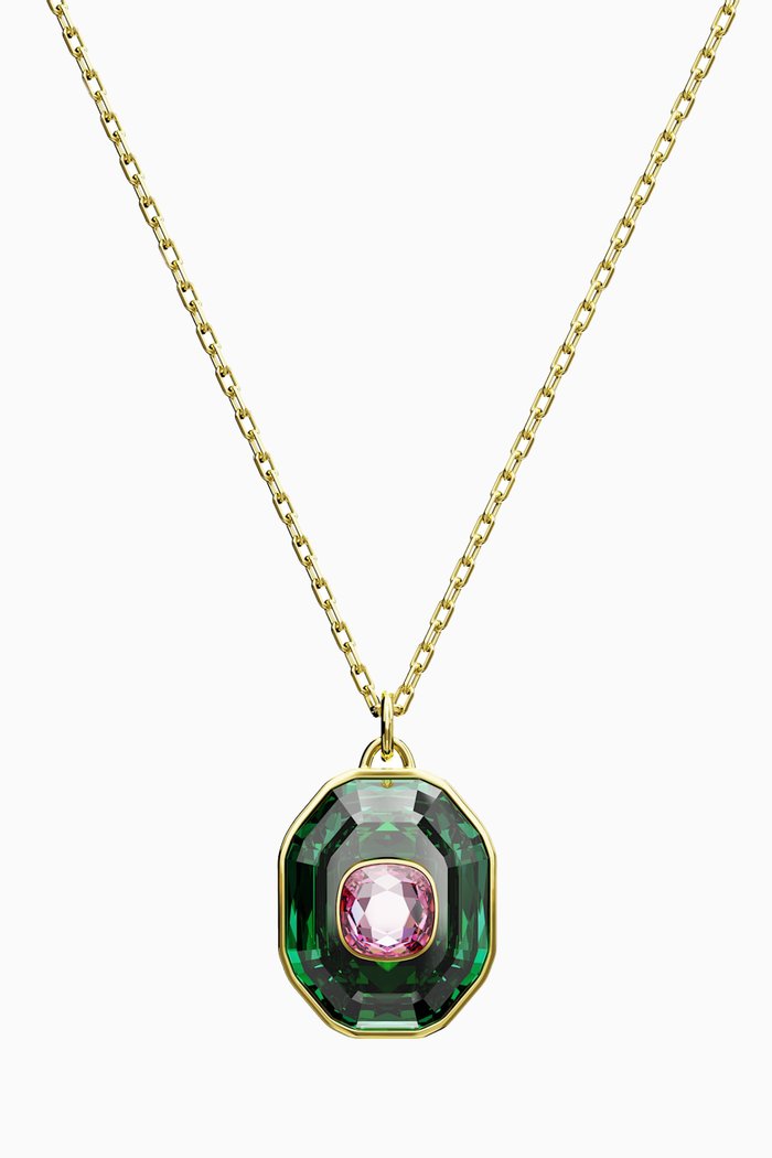 

Chroma Pendant Necklace in Gold-plated Metal, Green