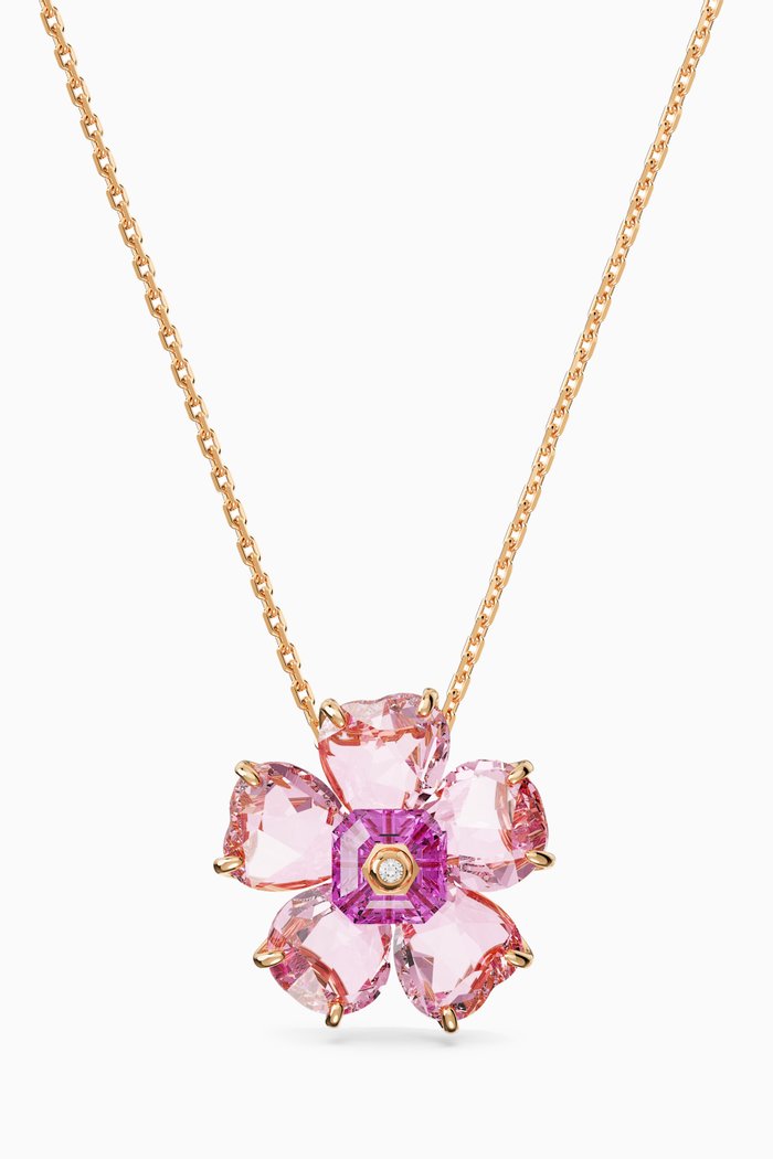 

Florere Pendant Necklace in Gold-tone Plated Metal, Pink