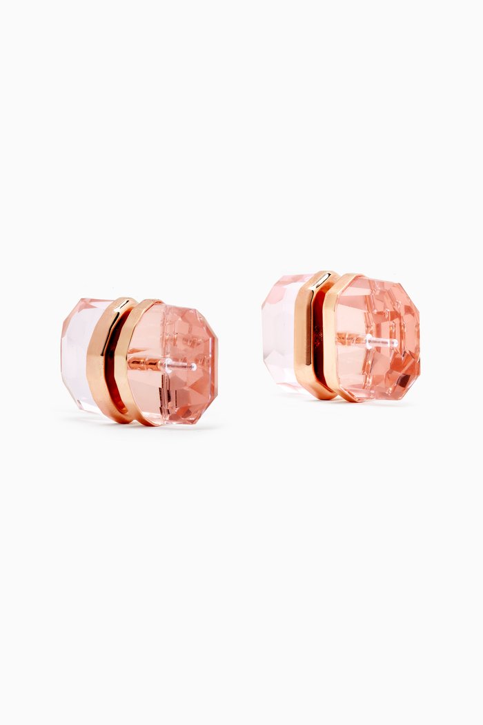 

Lucent Crystal Stud Earrings in Rose Gold-plated Metal, Pink