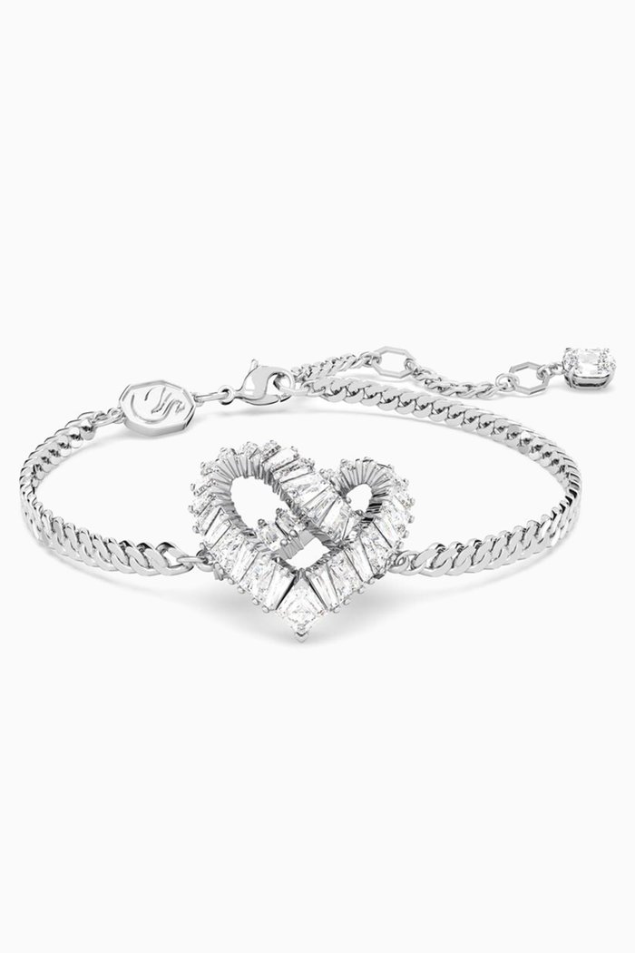 

Matrix Heart Crystal Bracelet in Rhodium-plated Metal, White
