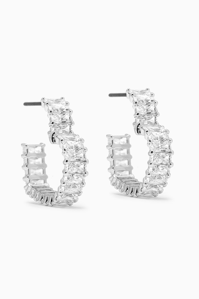 

Matrix Heart Crystal Hoops in Rhodium-plated Metal, Silver