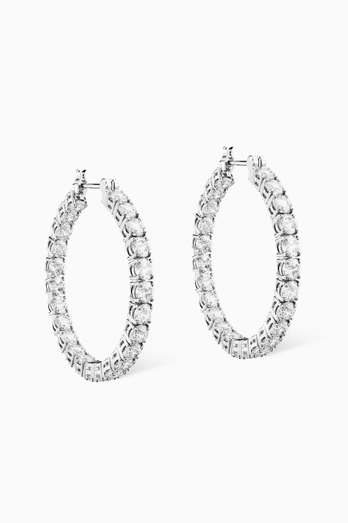 

Matrix Hoop Earrings in Rhodium-plated Metal, Silver