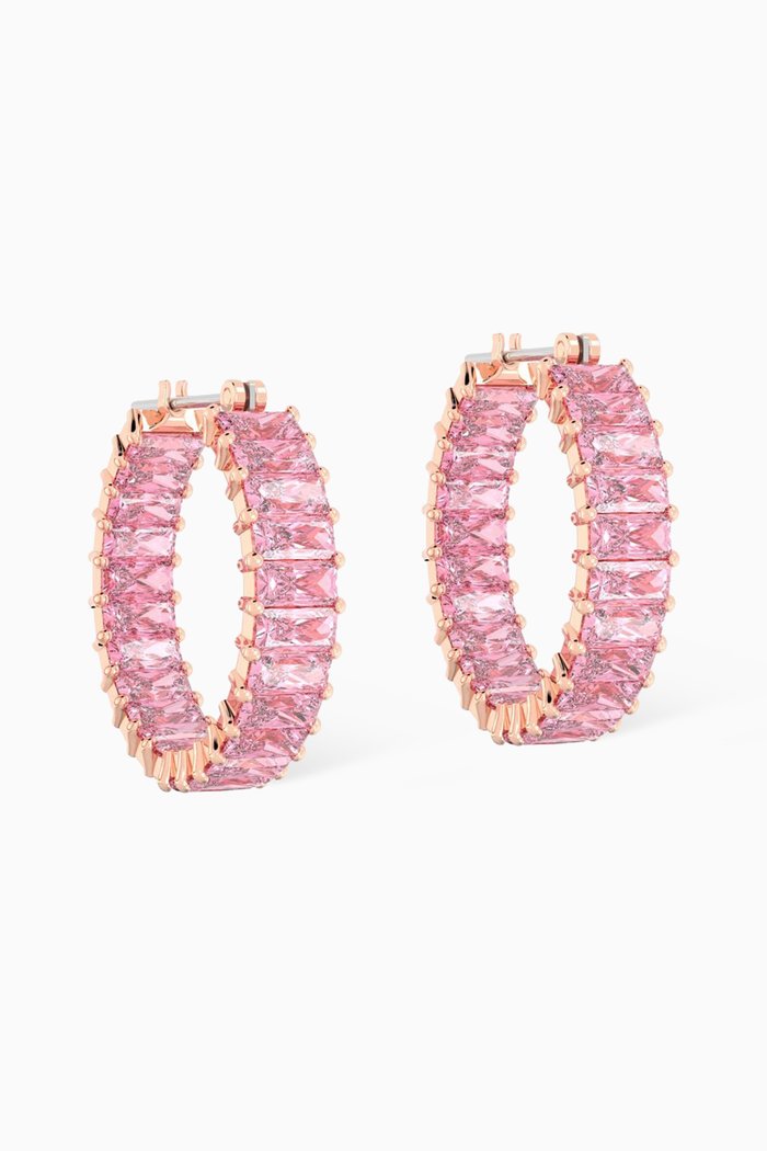 

Matrix Hoop Earrings in Gold-plated Metal, Pink