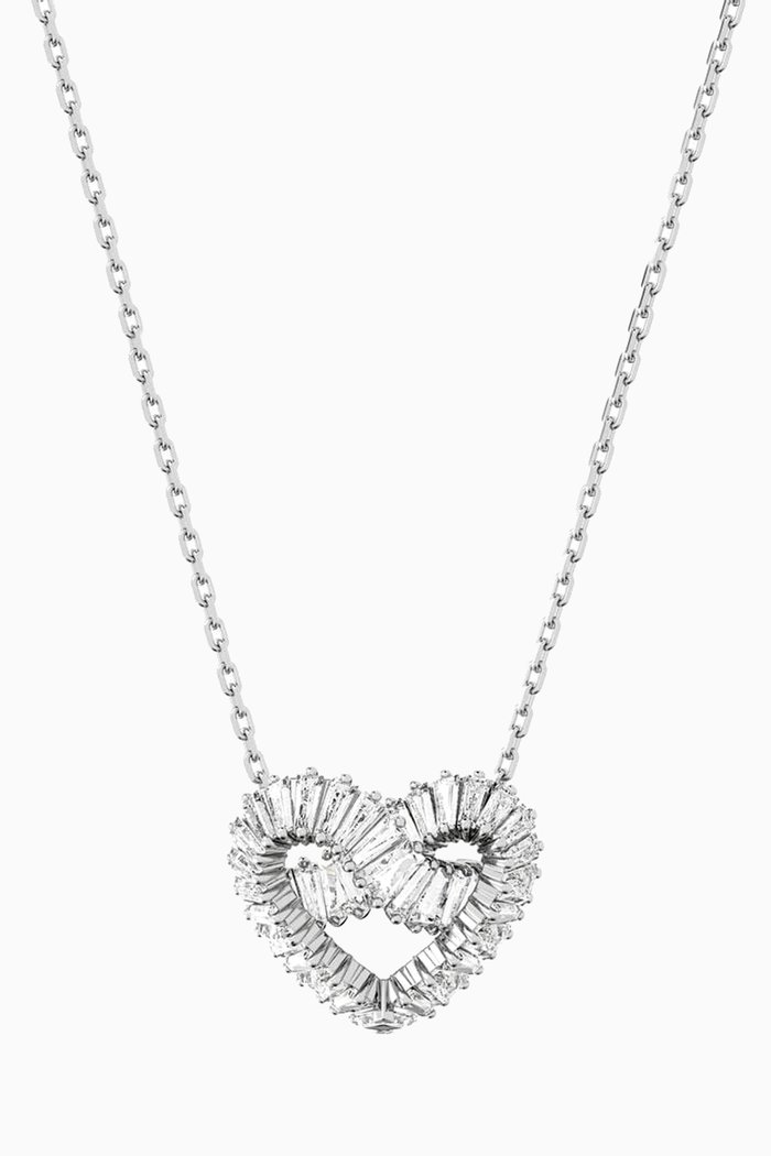 

Matrix Heart Crystal Necklace in Rhodium-plated Metal, Silver