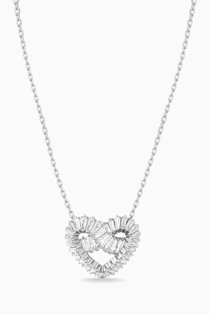 

Matrix Heart Crystal Necklace in Rhodium-plated Metal, White