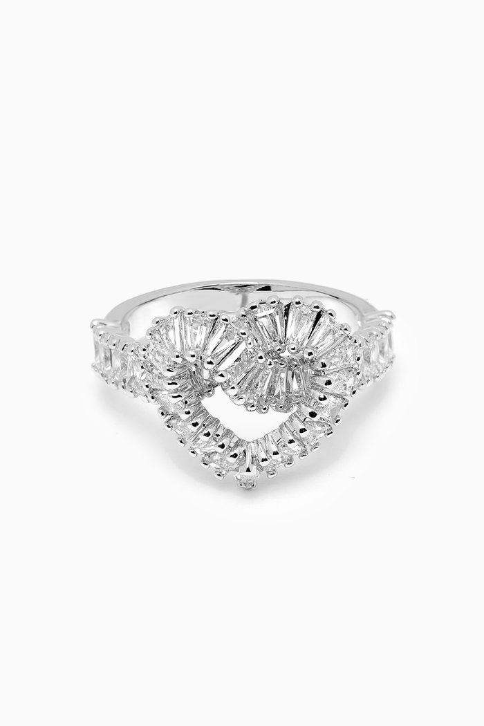 

Matrix Heart Crystal Ring in Rhodium-plated Metal, Silver