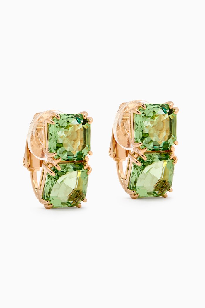 

Millenia Crystal Clip Earrings in Gold-plated Metal, Green