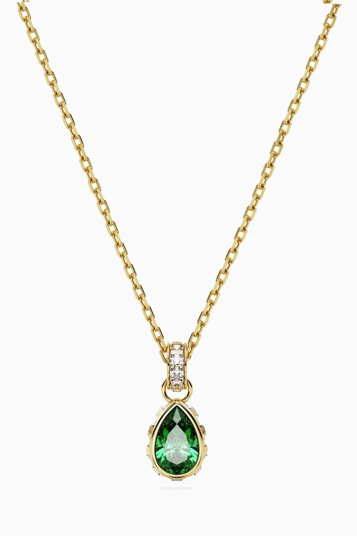 

Stilla Pear Pendant Necklace in Gold-plated Metal, Green