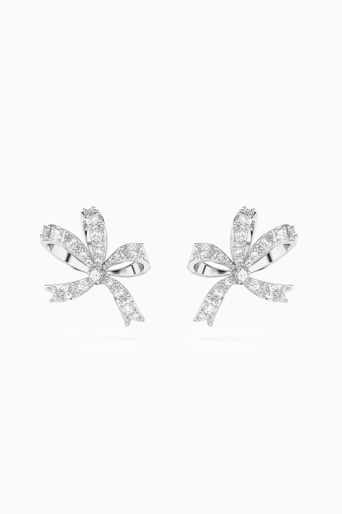 

Volta Bow Crystal Earrings in Rhodium-plated Metal, Silver