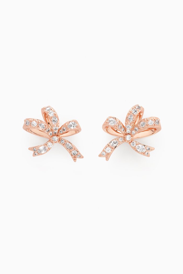 

Volta Bow Crystal Earrings in Rose Gold-plated Metal