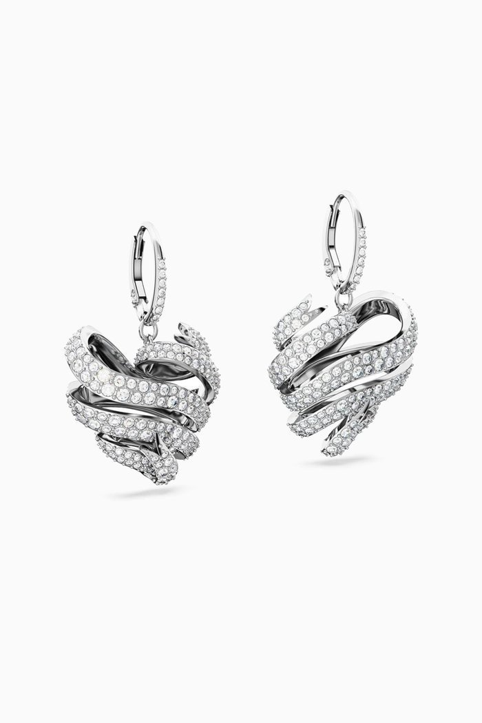

Volta Heart Earrings in Rhodium-plated Metal, Silver