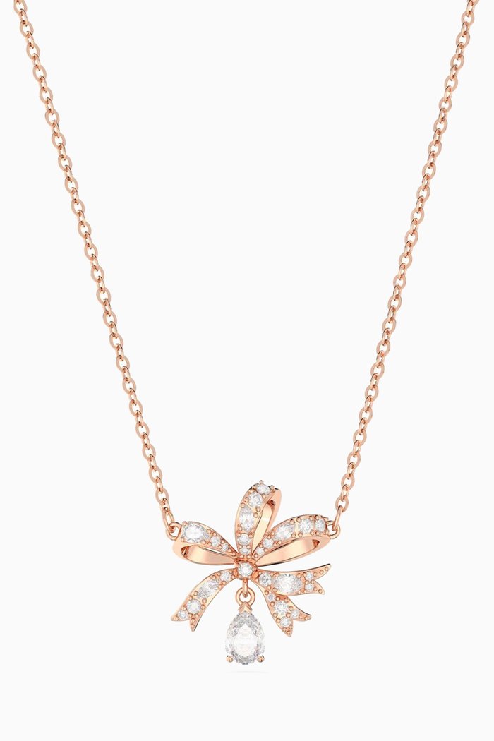 

Volta Bow Crystal Necklace in Rose Gold-plated Metal