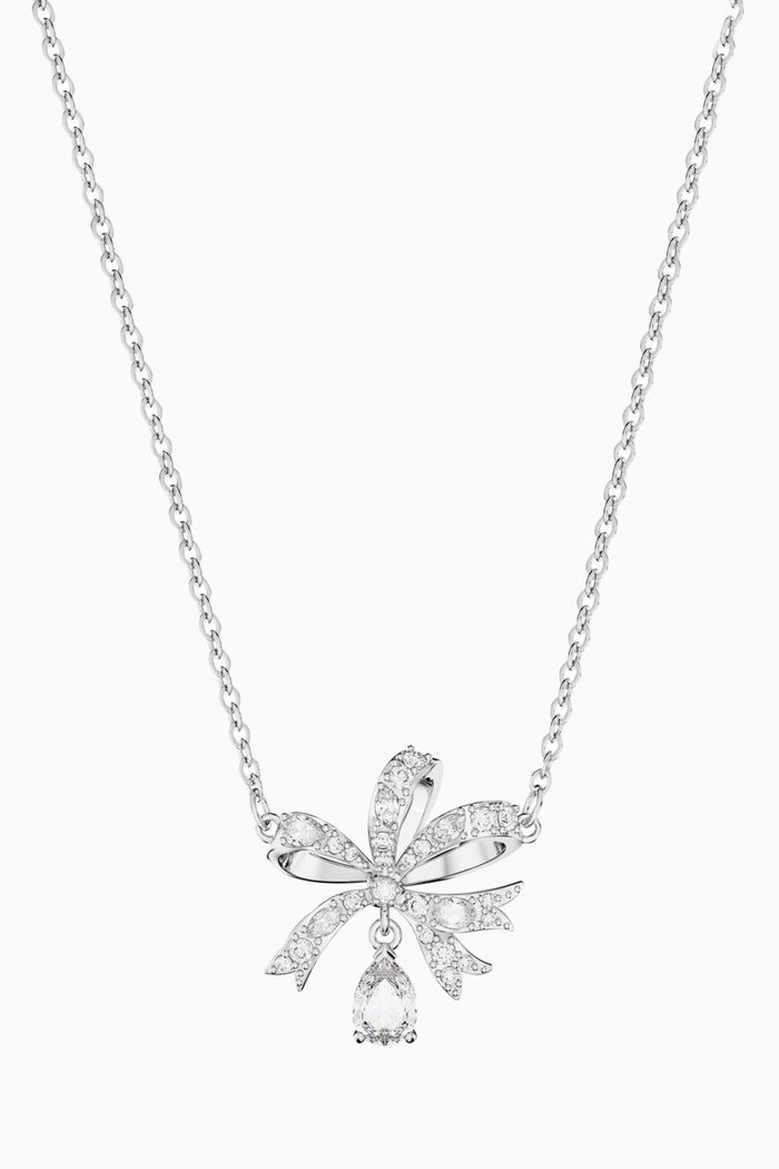 

Volta Bow Crystal Necklace in Rhodium-plated Metal, Silver