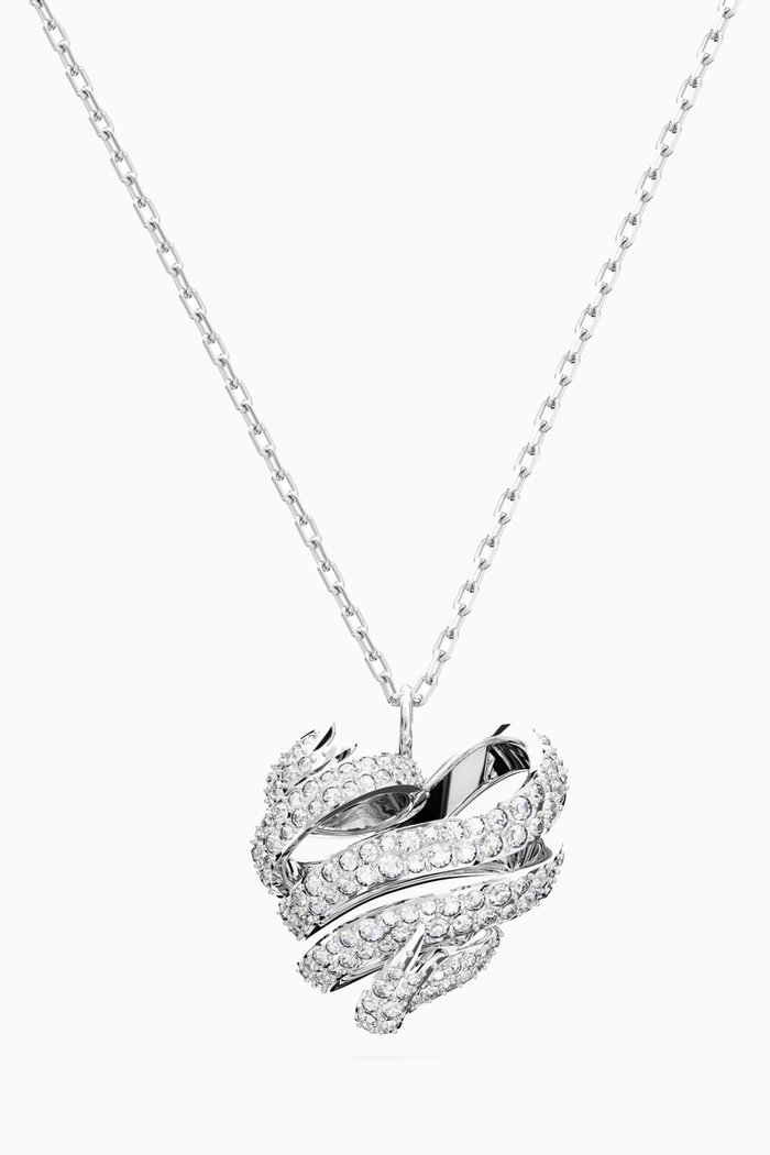

Volta Heart Crystal Necklace in Rhodium-plated Metal, Silver