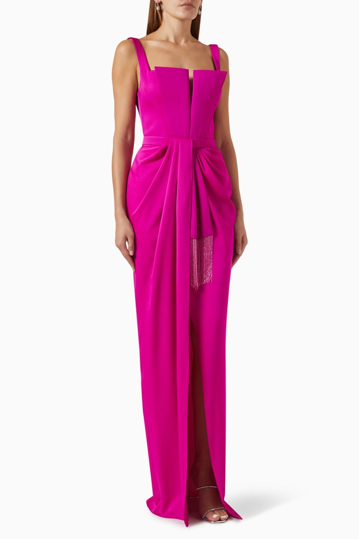 

Draped Dress in Shiny Crepe, Pink