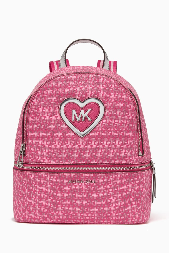 

Logo Backpack in Faux Leather, Pink