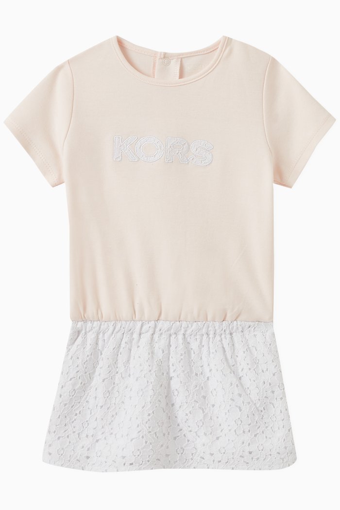 

Logo Broderie-angalise Dress in Cotton, Pink