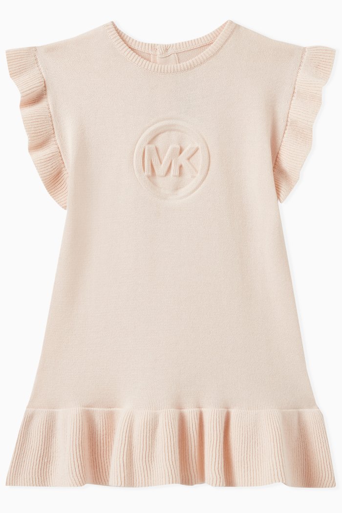 

Knitted Logo Dress in Cotton, Pink
