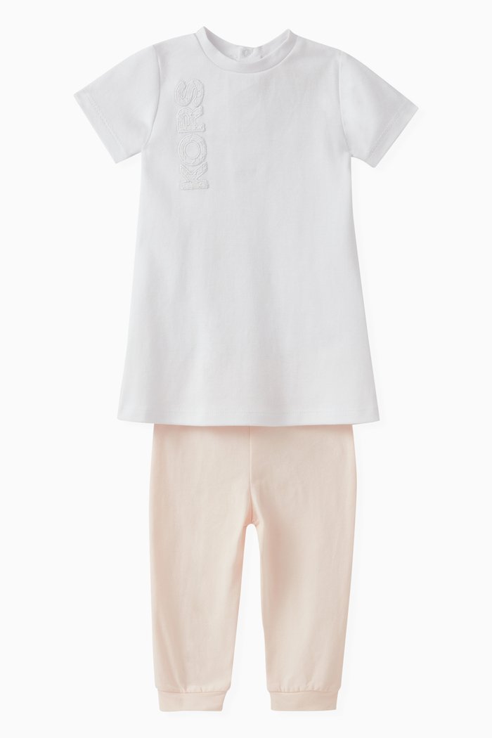 Logo Dress Set in Cotton, White