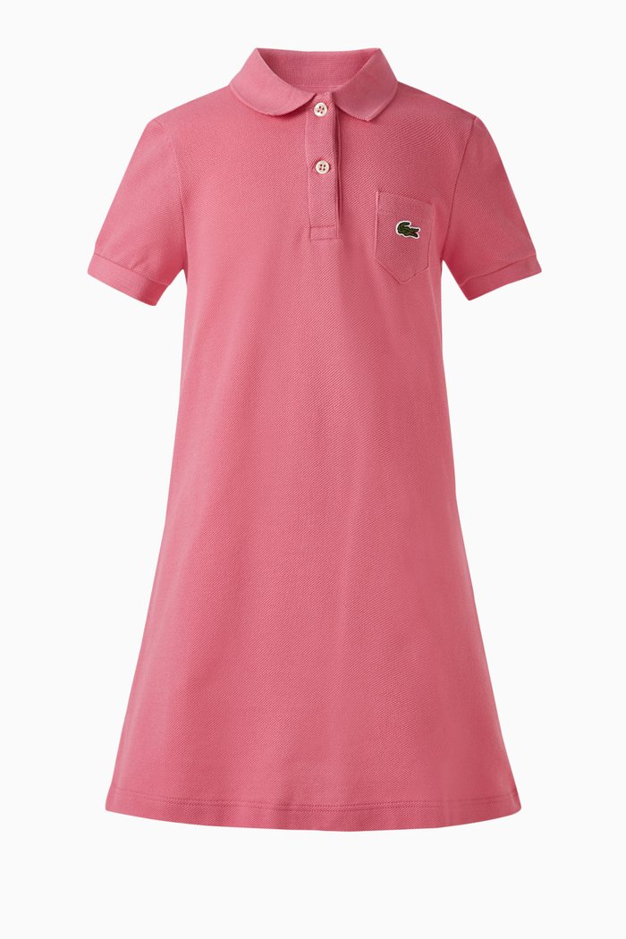 

Logo Polo-Style Dress in Cotton Piqué, Pink