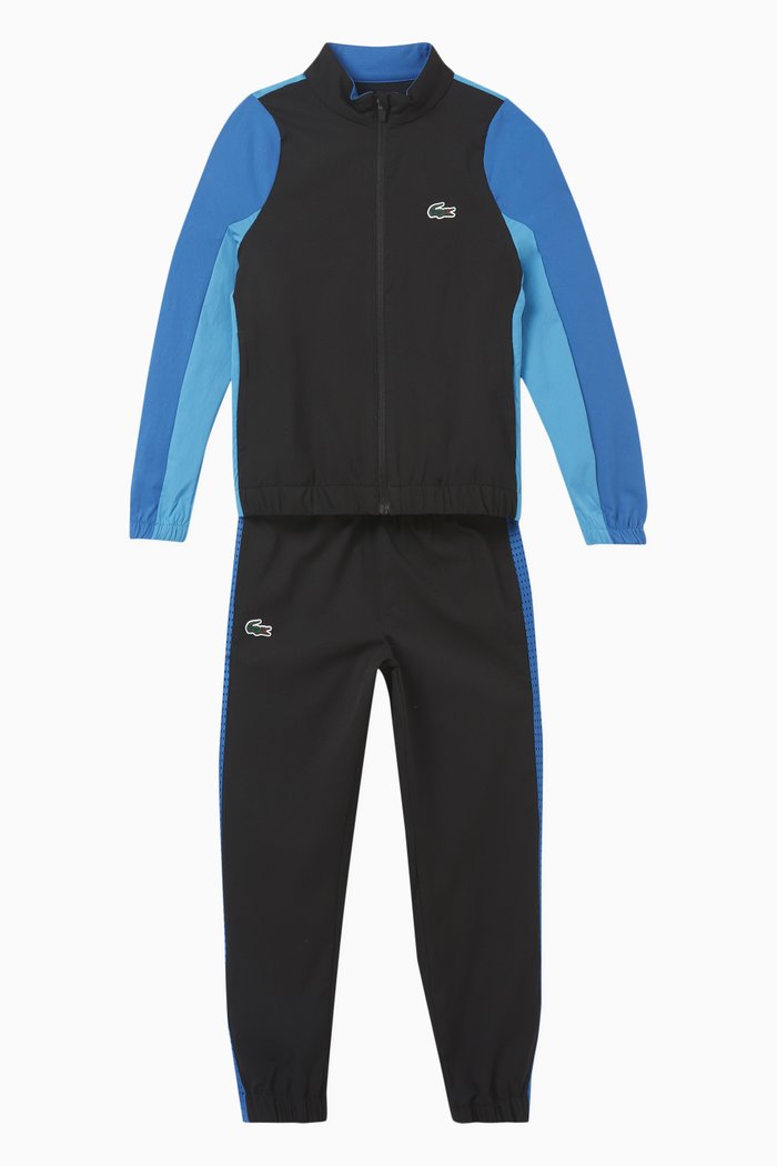 

Colour-block Tennis Track Jacket & Pants Suit Set in Recycled Nylon, Black