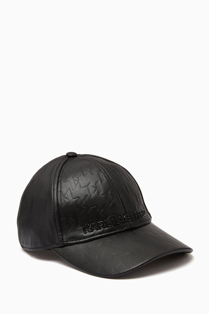 

K/Monogram Embossed Cap in Faux Leather, Black