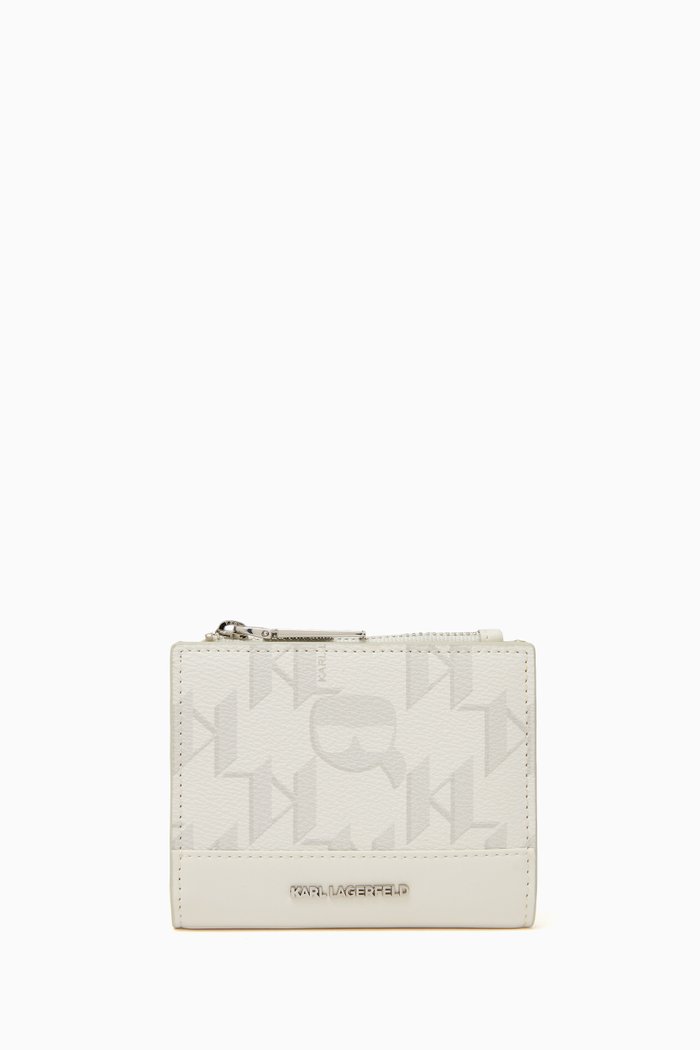 

K/Ikonik 2.0 Monogram Bifold Card Holder in Coated Canvas, White
