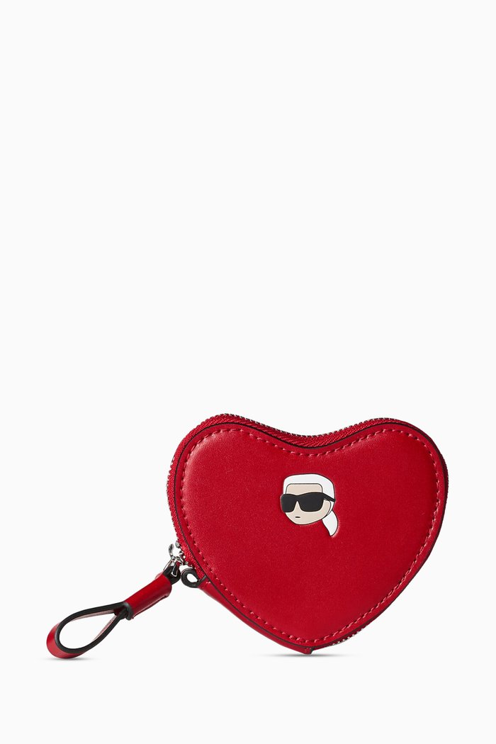 

Valentine Heart Coin Purse in Calf Leather, Red